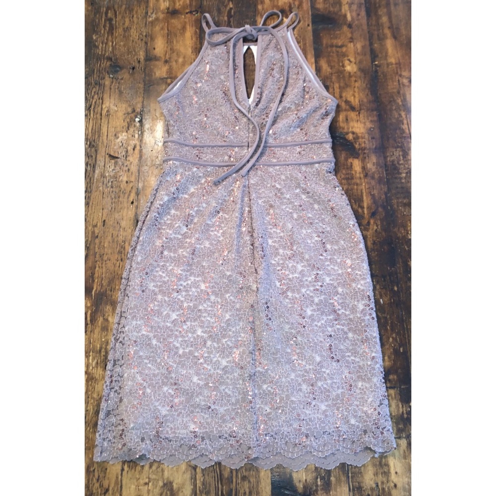 Womens  Lace Dress Taupe/Brown/Gold Size 8P